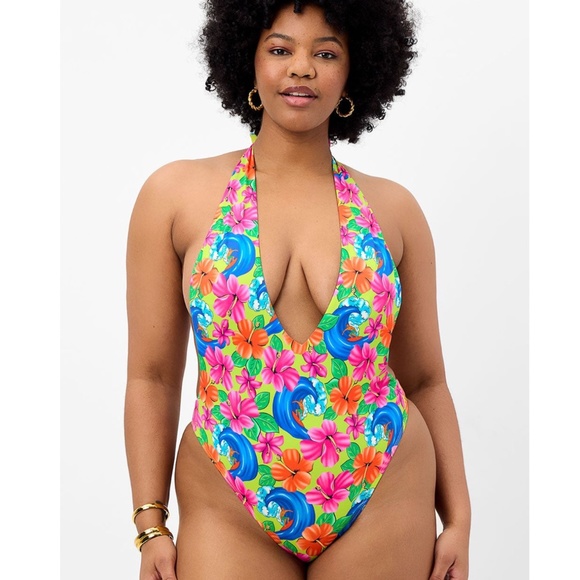 Frankies Bikinis Paulina Halter One-Piece Swimsuit - Picture 1 of 7